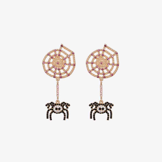 Spider Rhinestone Alloy Earrings-Earrings-[Adult]-[Female]-Gold-One Size-2022 Online Blue Zone Planet
