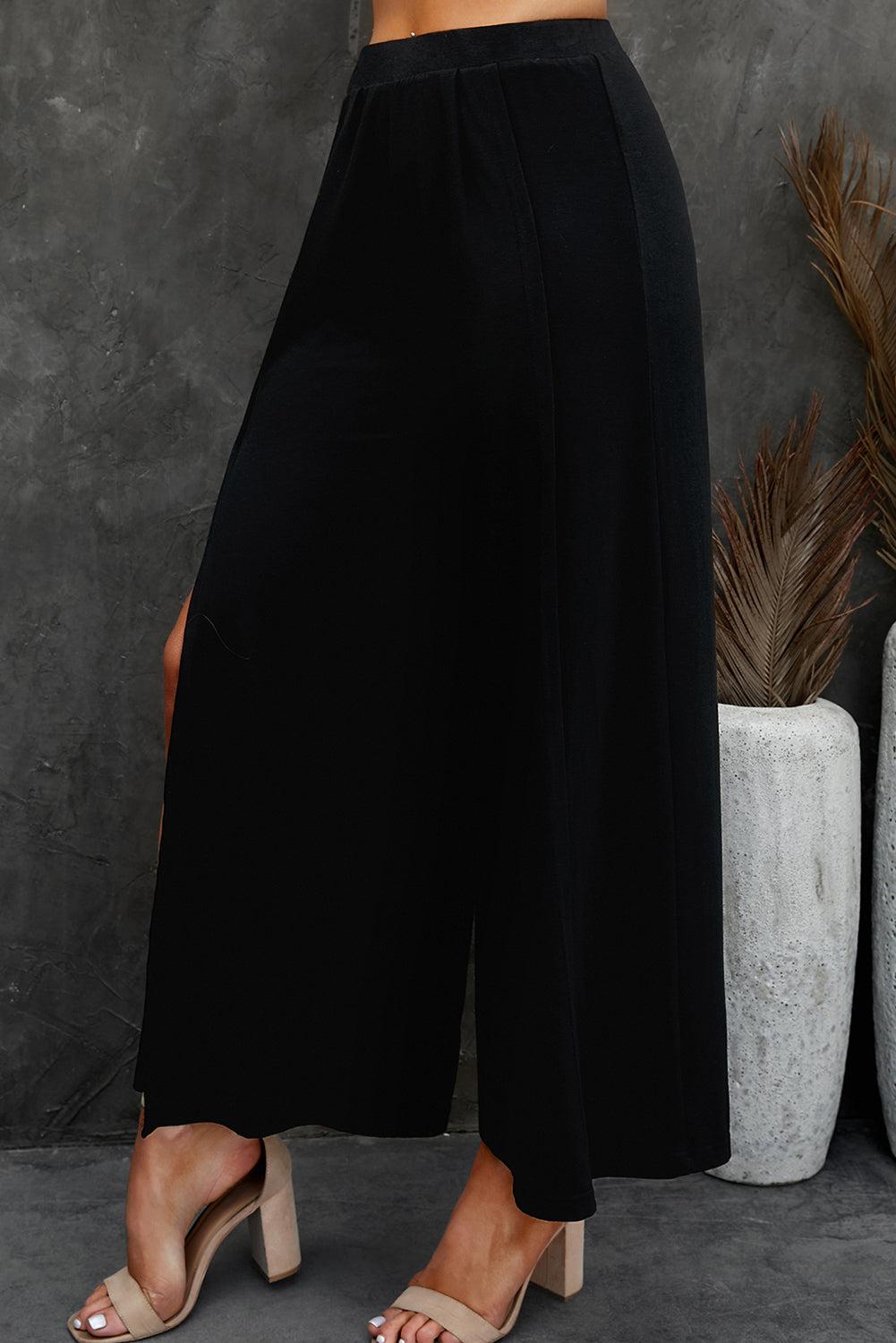 Split Wide Leg Pants BLUE ZONE PLANET