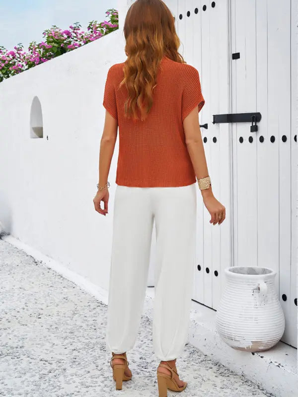 Spring and summer temperament casual solid color woolen trousers suit kakaclo