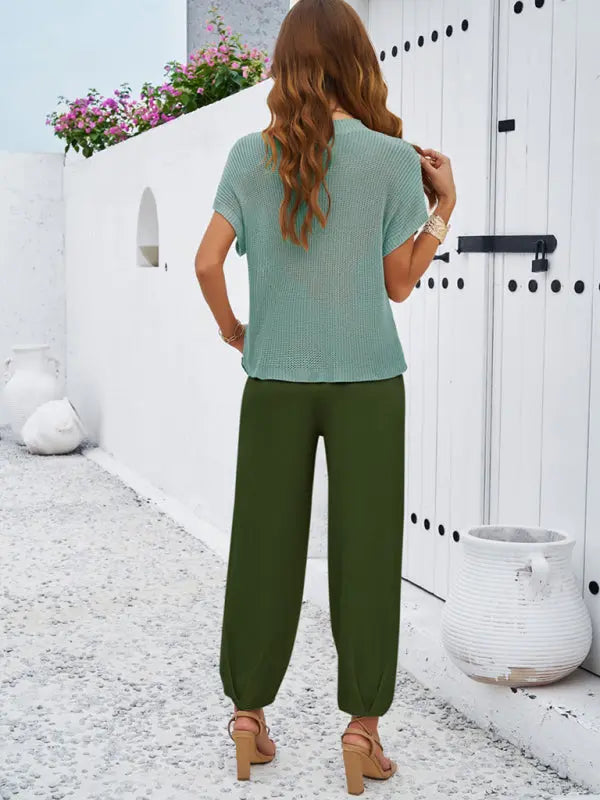 Spring and summer temperament casual solid color woolen trousers suit kakaclo