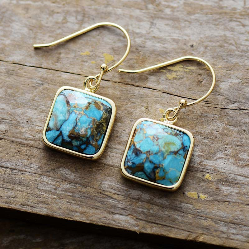 Square Copper Drop Earrings BLUE ZONE PLANET