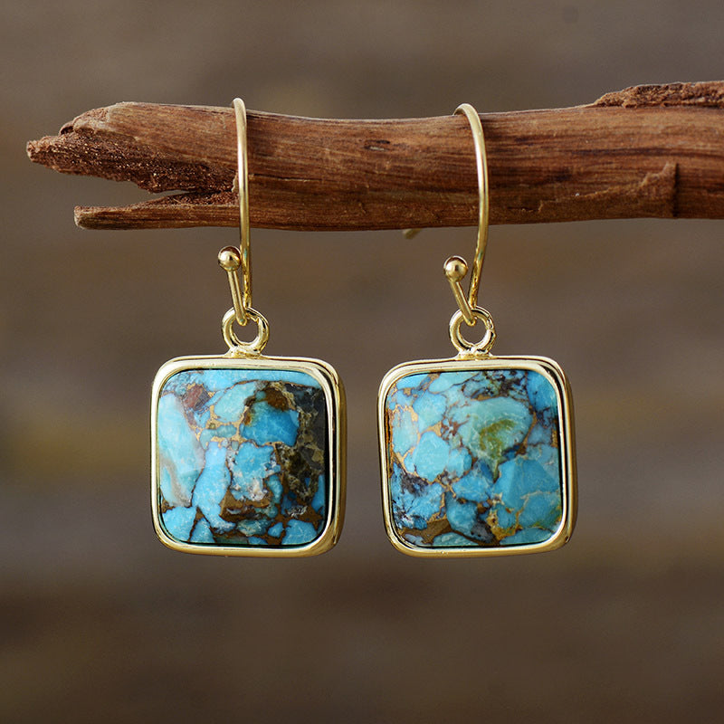 Square Copper Drop Earrings BLUE ZONE PLANET