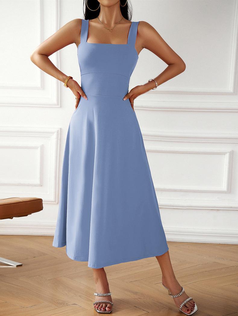 Square Neck Sleeveless Lace-Up Dress BLUE ZONE PLANET