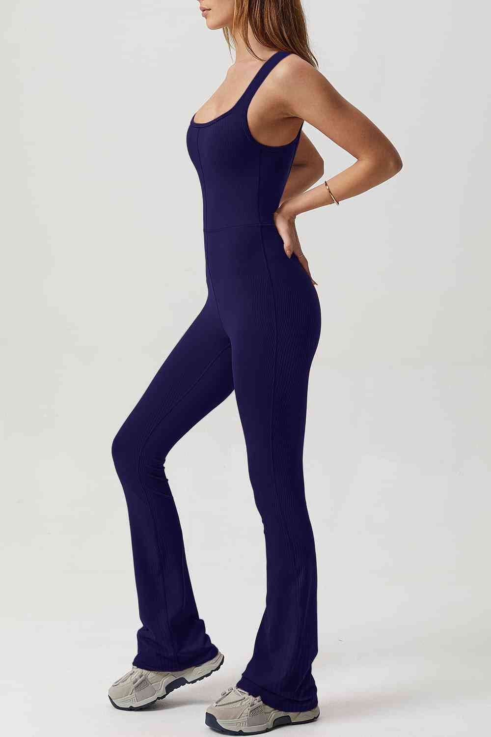 Square Neck Sleeveless Sports Jumpsuit BLUE ZONE PLANET