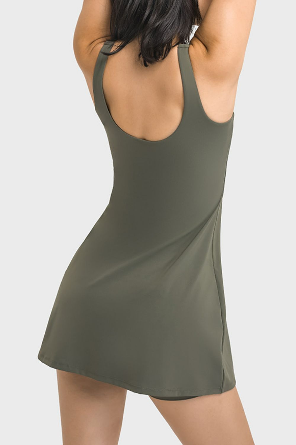 Square Neck Sports Tank Dress with Full Coverage Bottoms BLUE ZONE PLANET