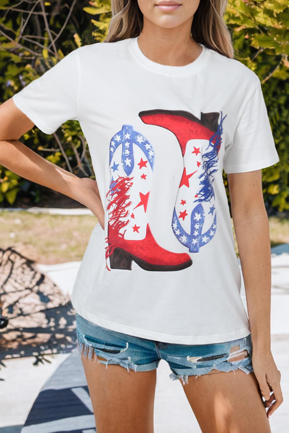 Star Cowboy Boots Graphic Tee BLUE ZONE PLANET