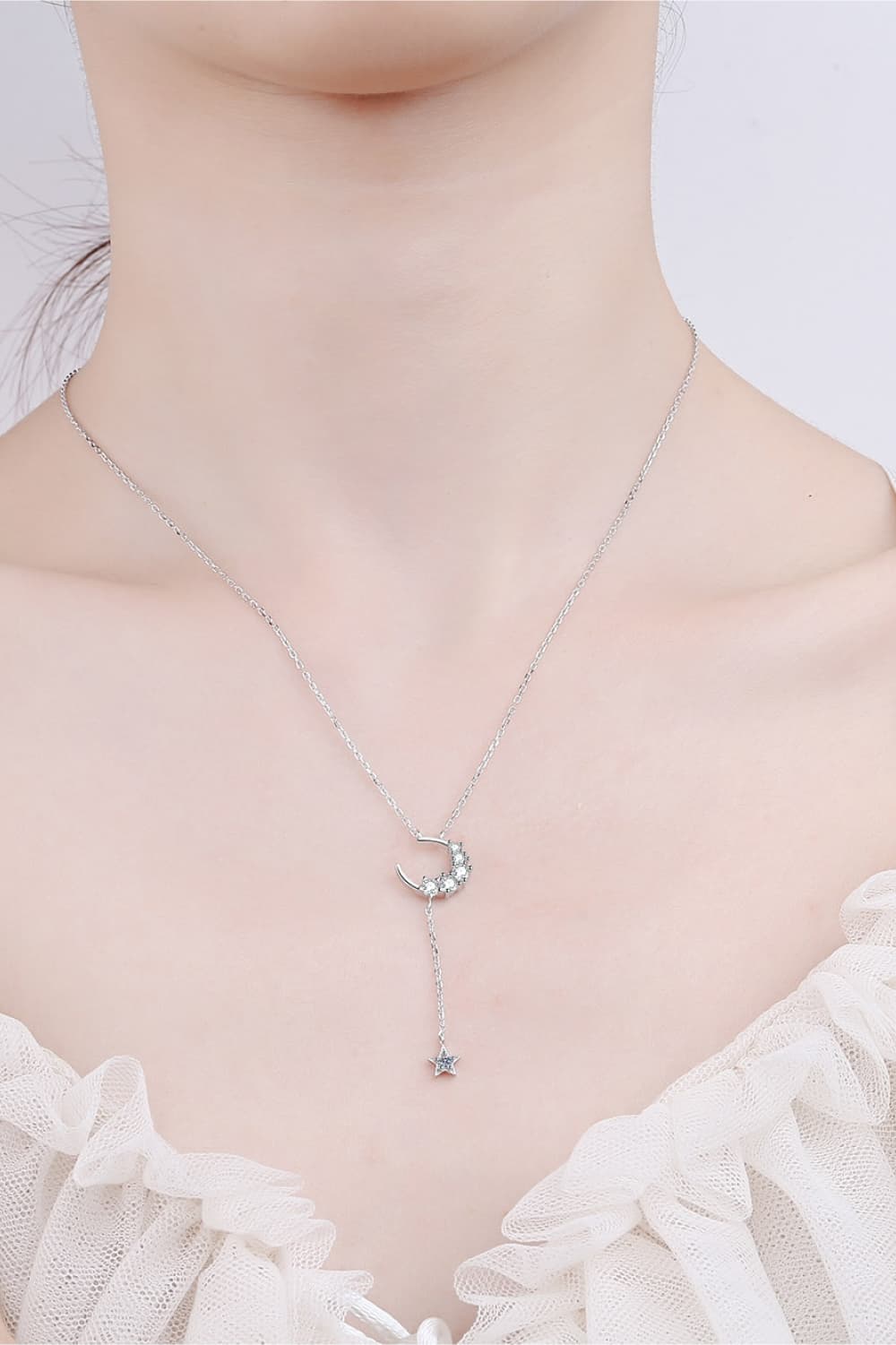 Star & Moon Moissanite Necklace BLUE ZONE PLANET