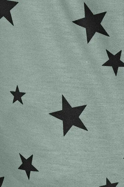 Star Print Round Neck Dropped Shoulder Sweatshirt BLUE ZONE PLANET