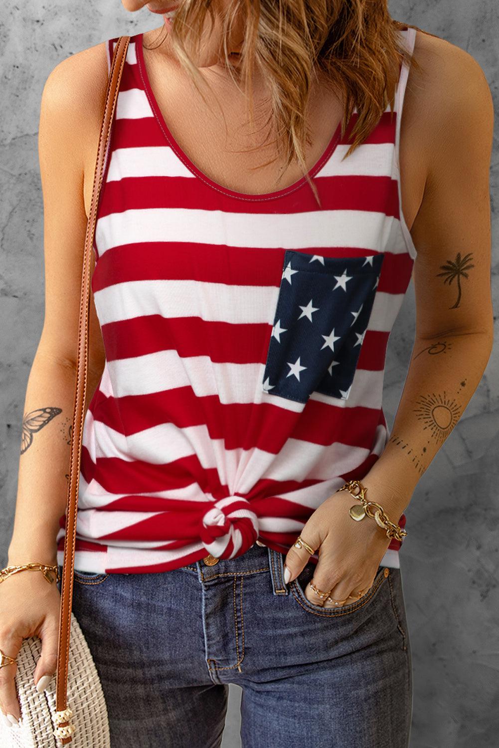 Star and Stripe Scoop Neck Tank BLUE ZONE PLANET