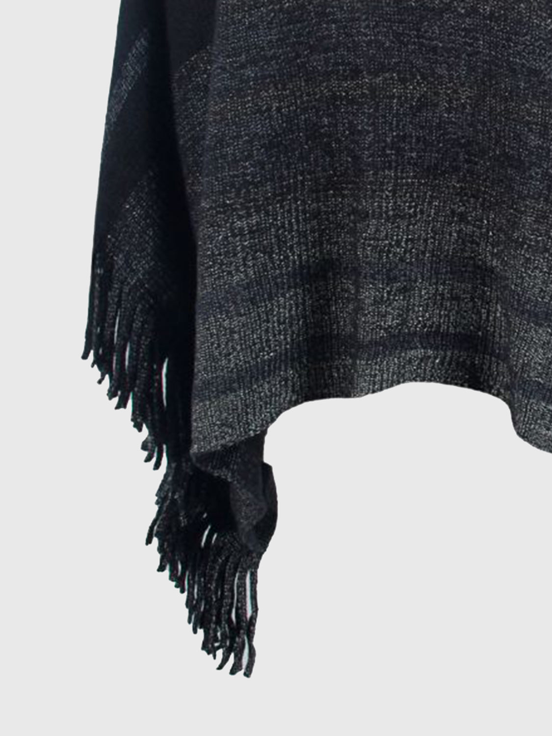 Striped Boat Neck Poncho with Fringes BLUE ZONE PLANET