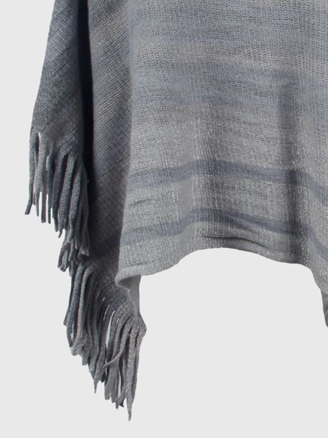 Striped Boat Neck Poncho with Fringes BLUE ZONE PLANET