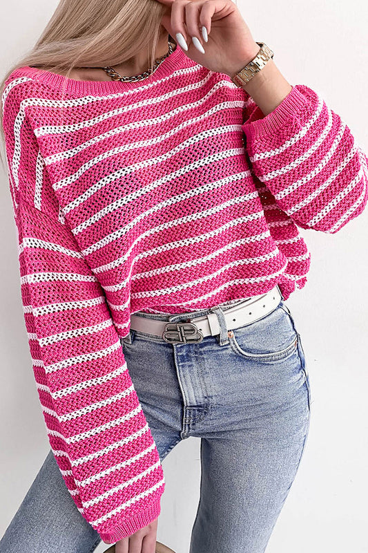 Striped Drop Shoulder Sweater BLUE ZONE PLANET
