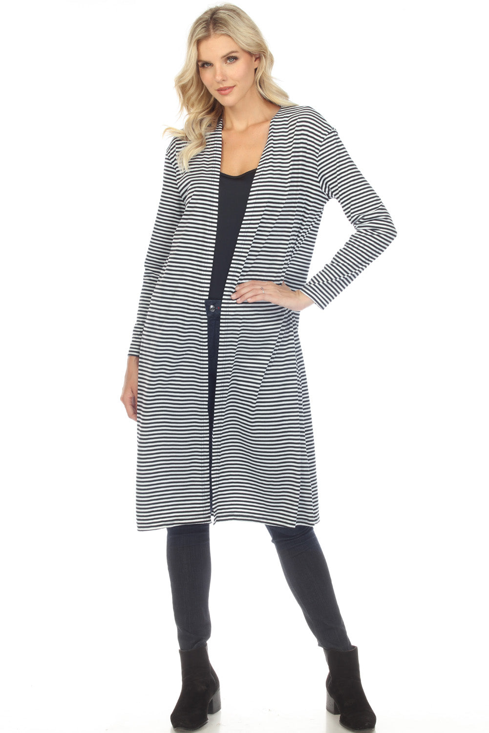 Striped Long Sleeve Cardigan BLUE ZONE PLANET