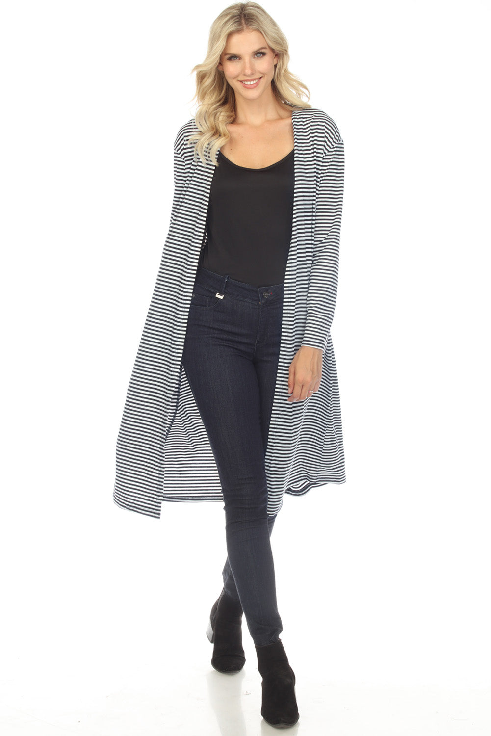 Striped Long Sleeve Cardigan BLUE ZONE PLANET