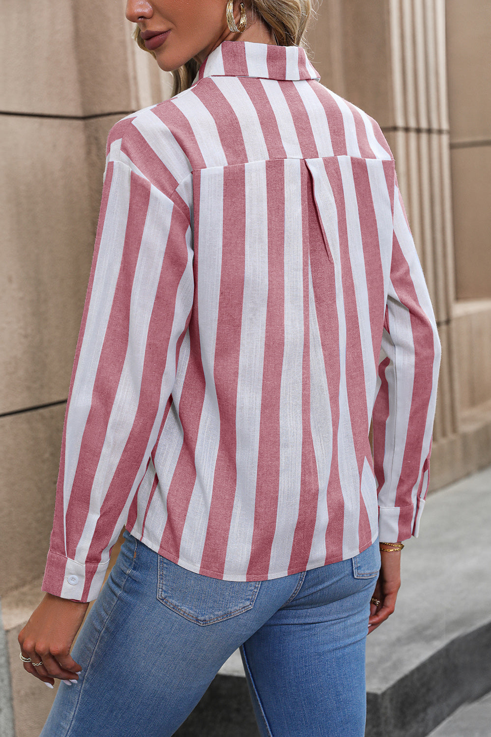 Striped Long Sleeve Shirt BLUE ZONE PLANET