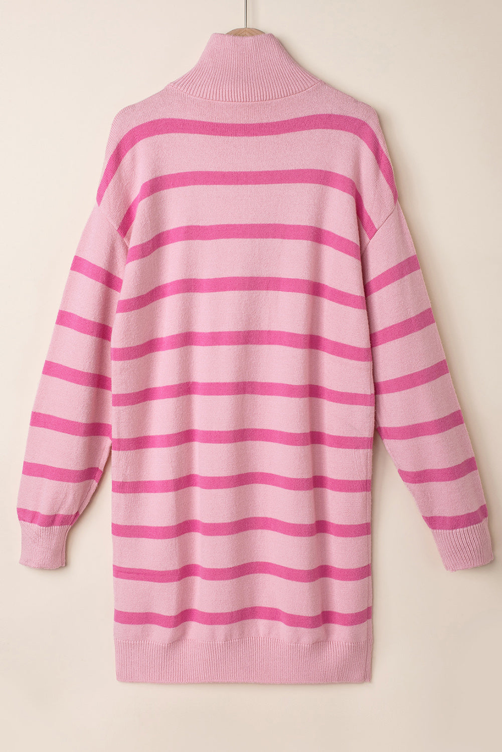 Striped Quarter-Zip Collared Sweater Dress BLUE ZONE PLANET