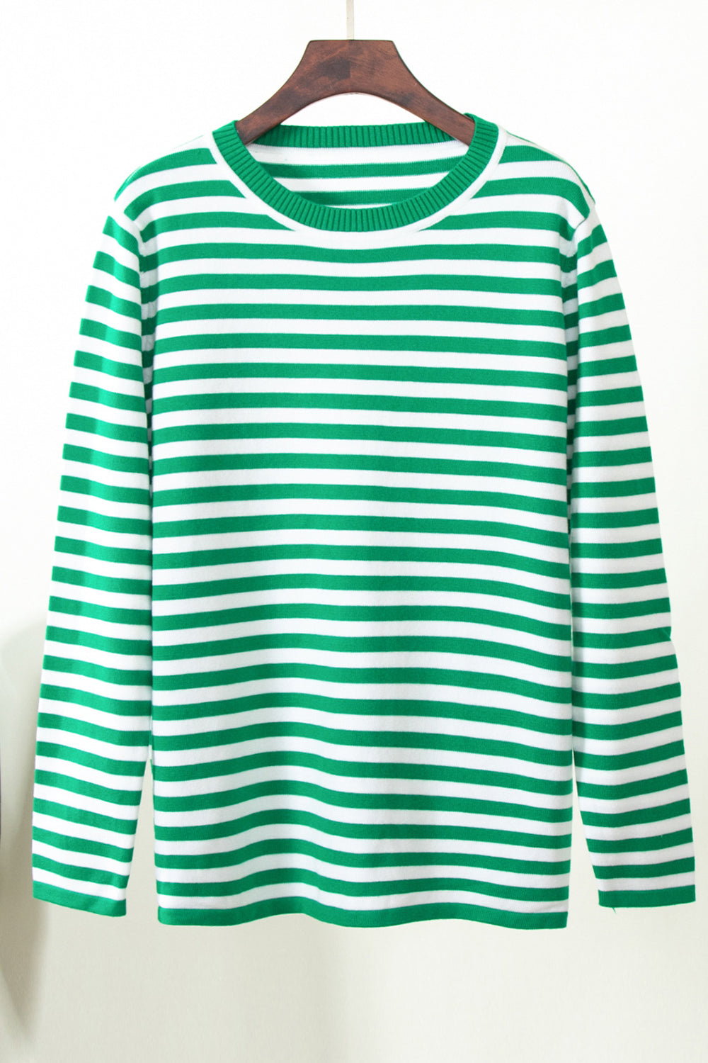 Striped Round Neck Long Sleeve Sweater BLUE ZONE PLANET