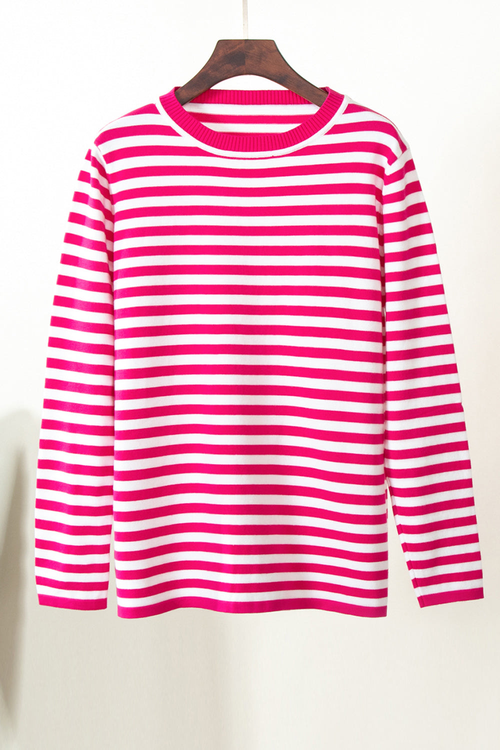 Striped Round Neck Long Sleeve Sweater BLUE ZONE PLANET