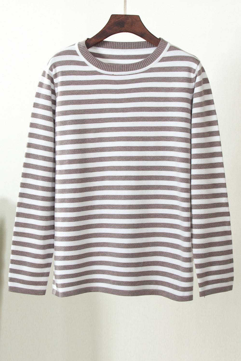 Striped Round Neck Long Sleeve Sweater BLUE ZONE PLANET