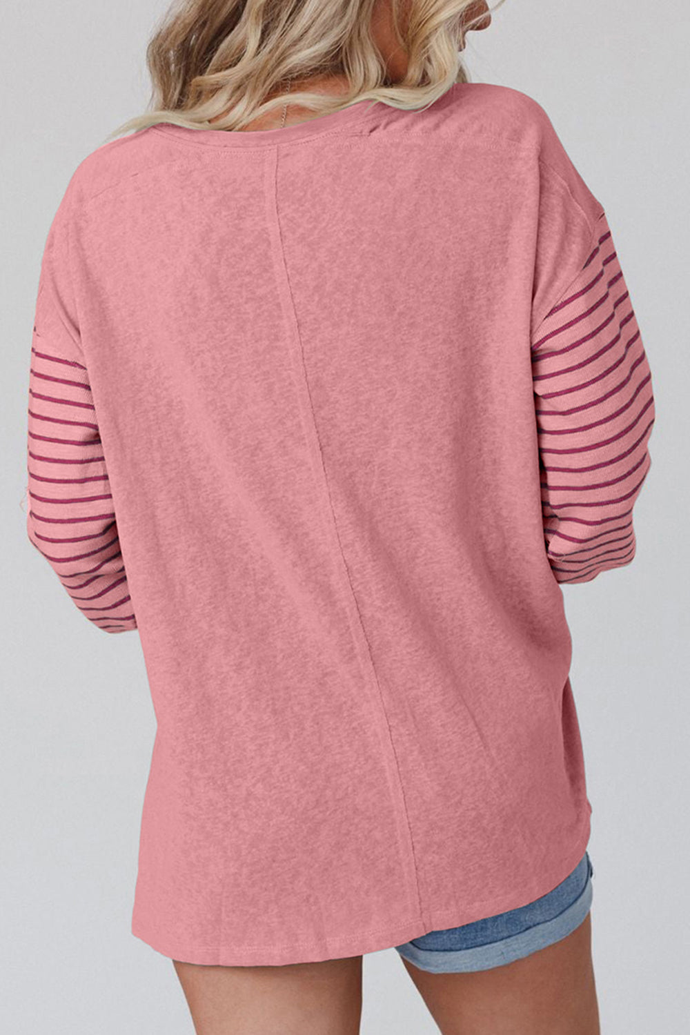 Striped Round Neck Long Sleeve T-Shirt BLUE ZONE PLANET