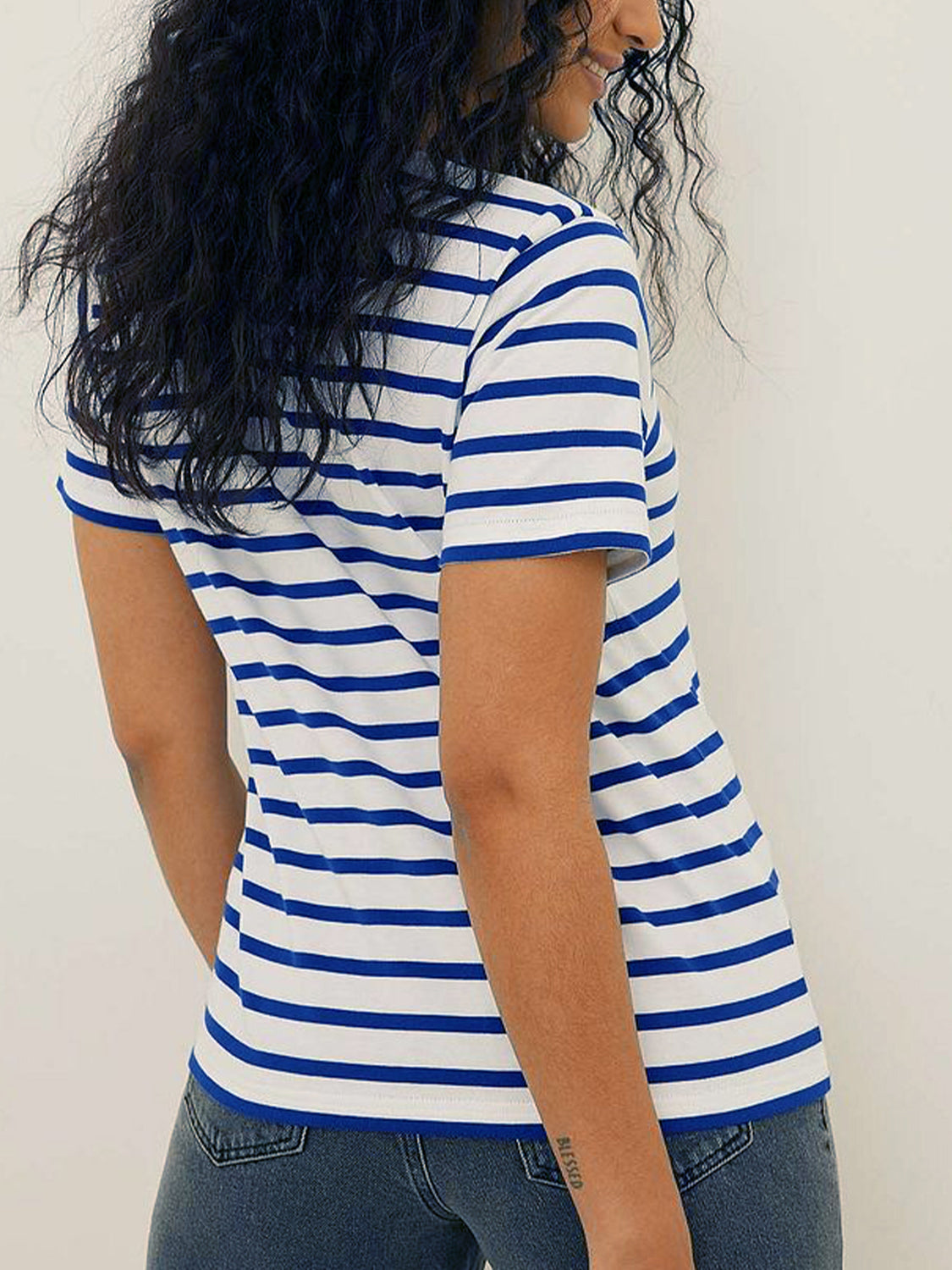 Striped Short Sleeve T-Shirt BLUE ZONE PLANET