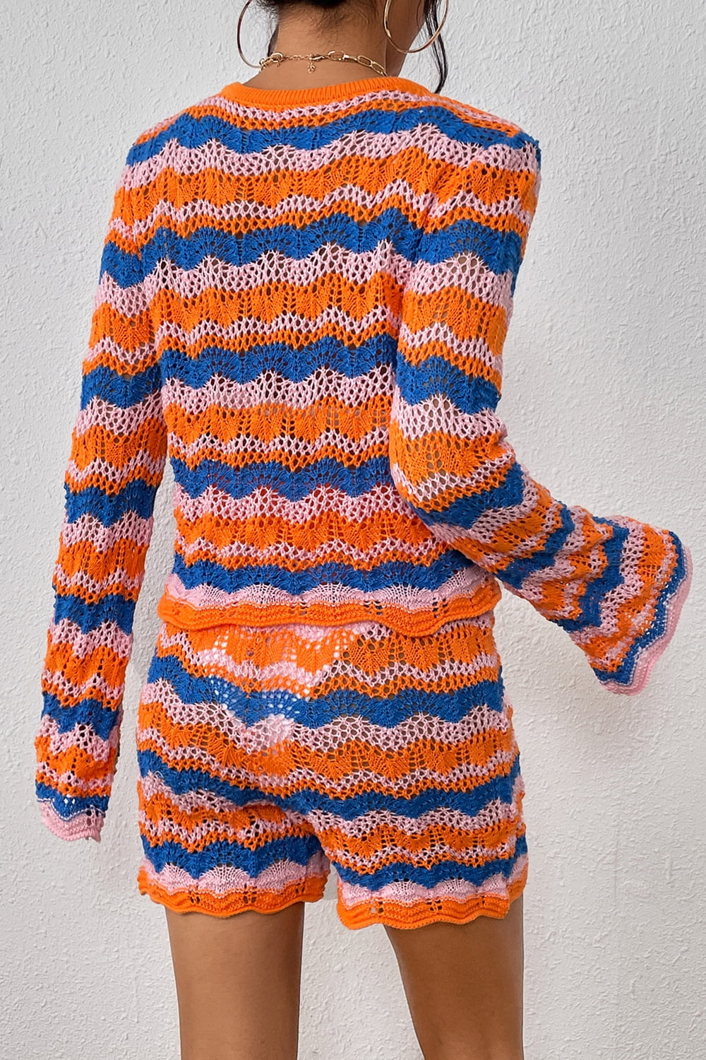 Striped Sweater and Knit Shorts Set BLUE ZONE PLANET