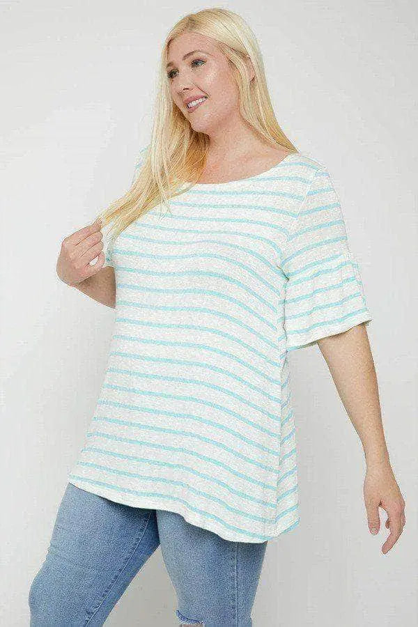 Striped Tunic, Featuring Flattering Flared Sleeve Blue Zone Planet