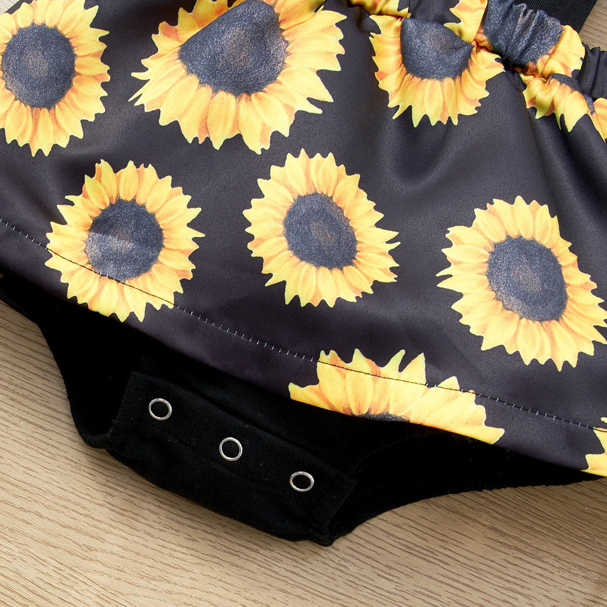 Sunflower Print Spliced Lace Bodysuit Dress BLUE ZONE PLANET