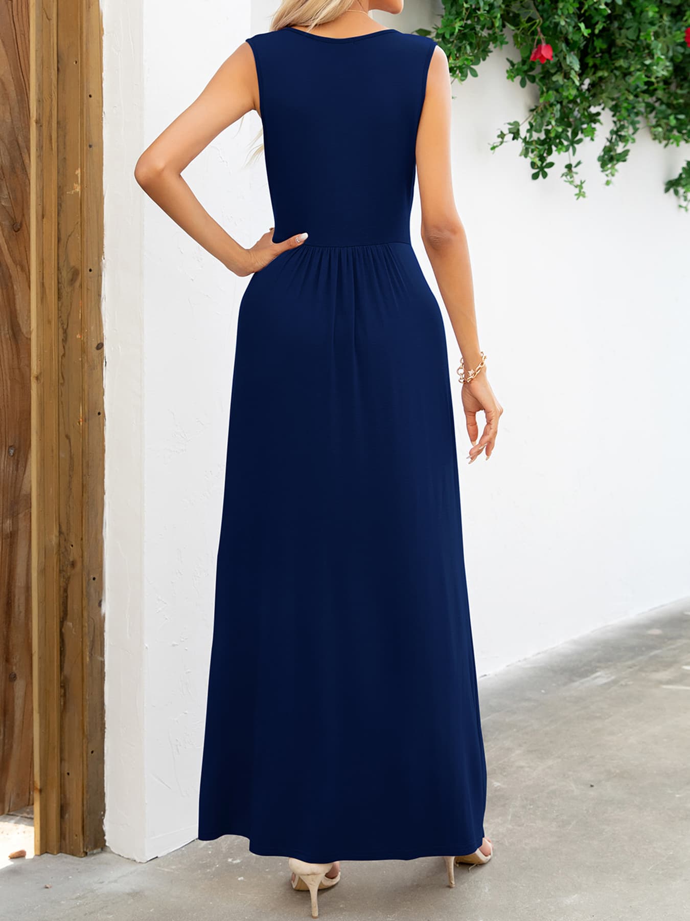 Surplice Neck Sleeveless Maxi Dress-TOPS / DRESSES-[Adult]-[Female]-2022 Online Blue Zone Planet