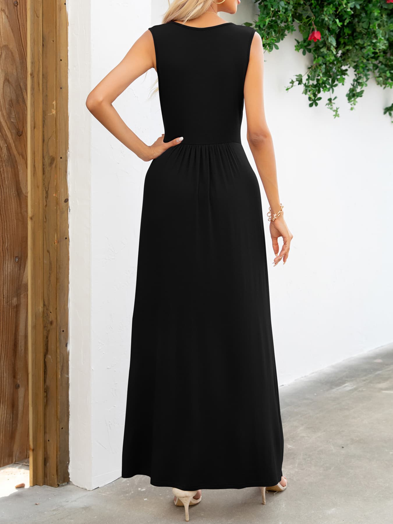 Surplice Neck Sleeveless Maxi Dress-TOPS / DRESSES-[Adult]-[Female]-2022 Online Blue Zone Planet