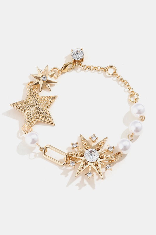 Synthetic Pearl Star Shape Alloy Bracelet BLUE ZONE PLANET