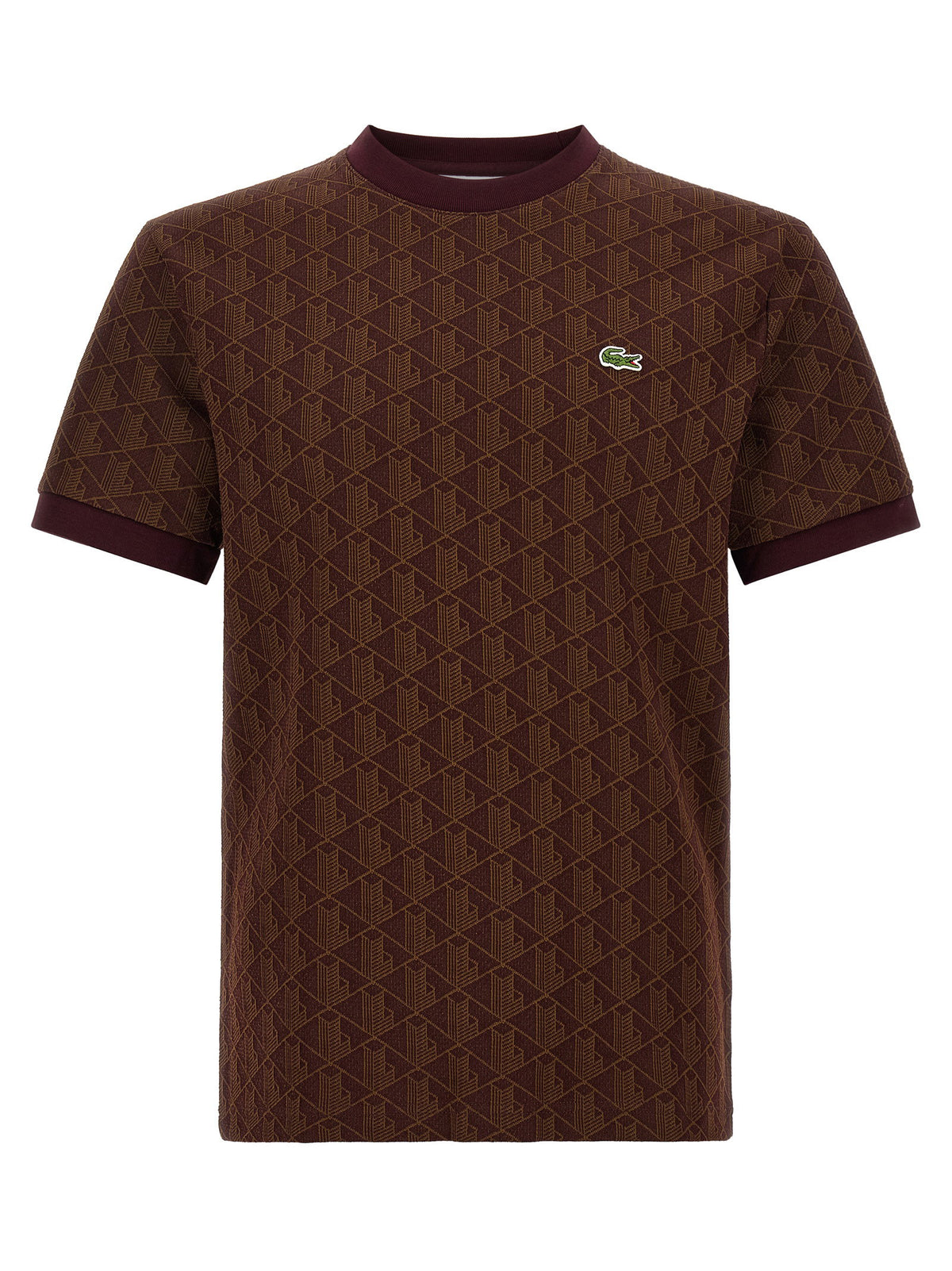 Lacoste Monogramma Jacquard T-shirt-Topwear-[Adult]-[Female]-3-Brown-2022 Online Blue Zone Planet