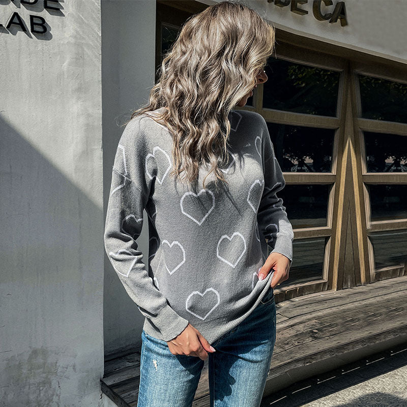 women's autumn winter long sleeve loose sweater-[Adult]-[Female]-Grey-S-2022 Online Blue Zone Planet