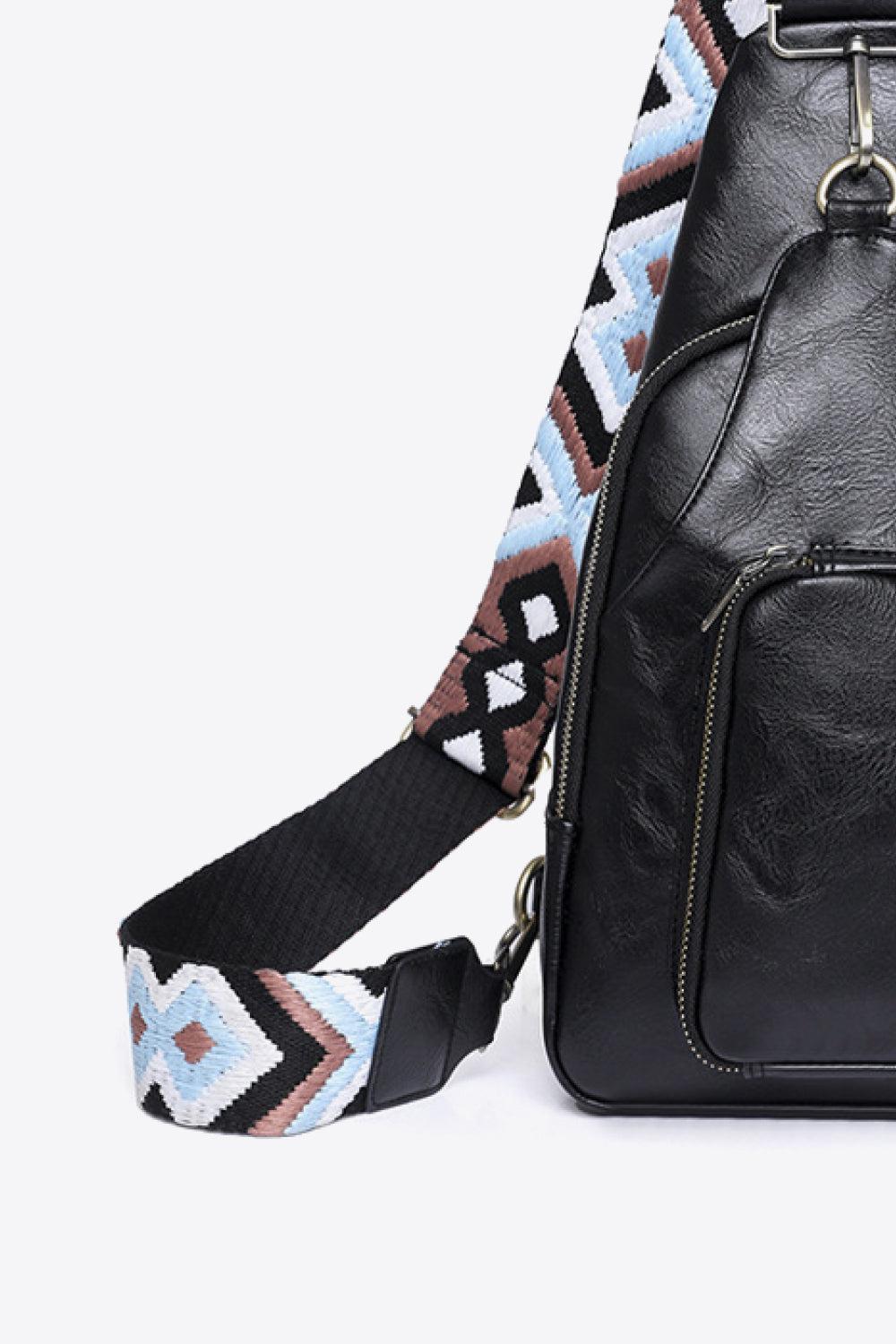 Take A Trip PU Leather Sling Bag BLUE ZONE PLANET