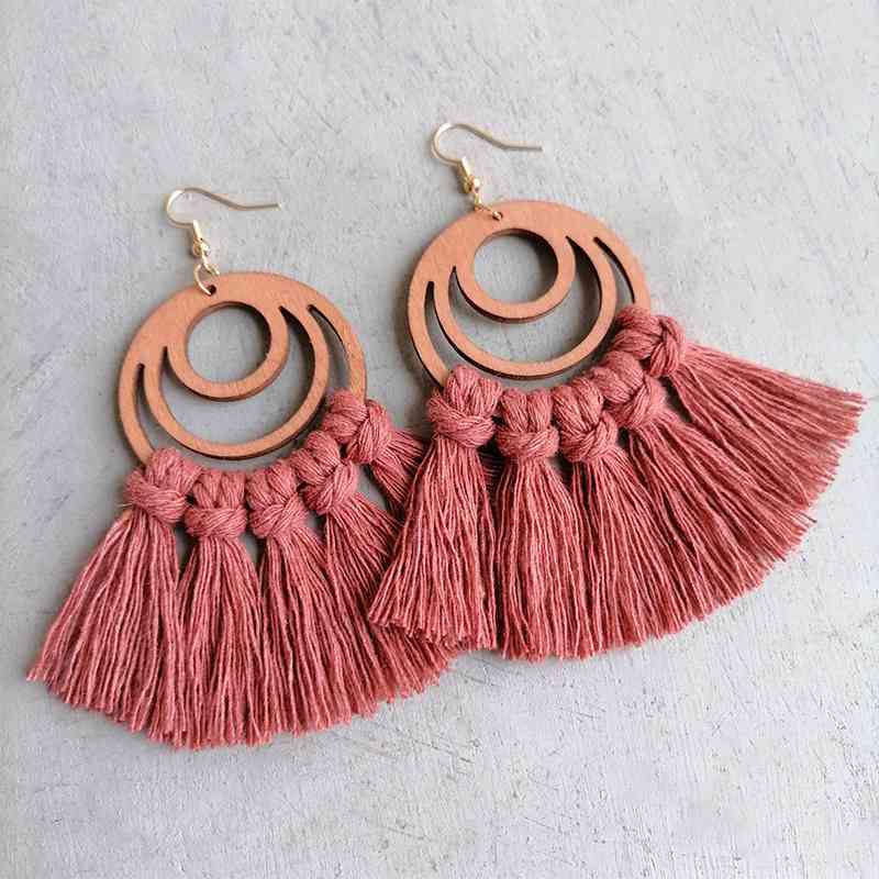 Tassel Detail Geometric Earrings BLUE ZONE PLANET