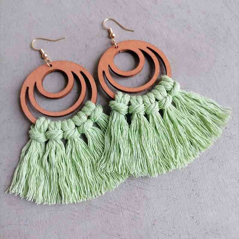 Tassel Detail Geometric Earrings BLUE ZONE PLANET