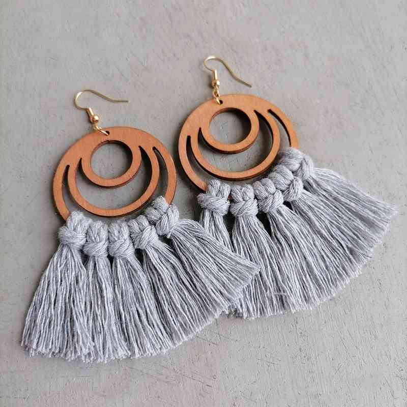 Tassel Detail Geometric Earrings BLUE ZONE PLANET