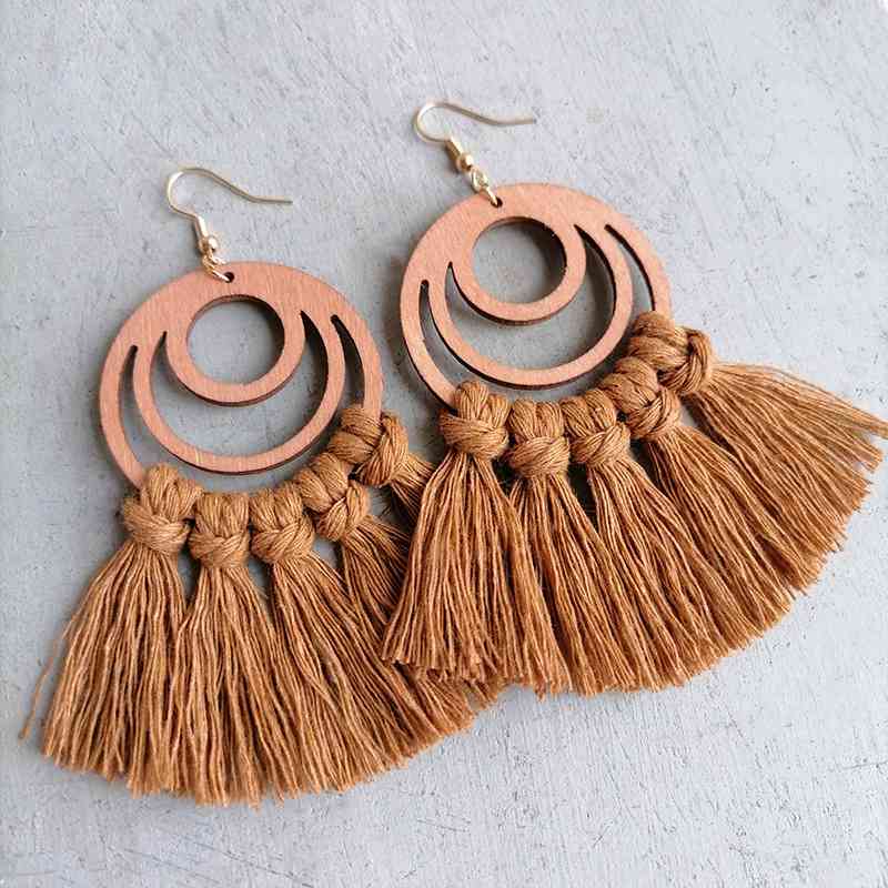 Tassel Detail Geometric Earrings BLUE ZONE PLANET