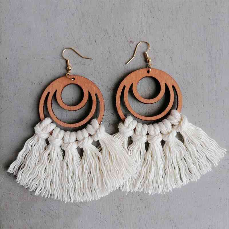 Tassel Detail Geometric Earrings BLUE ZONE PLANET