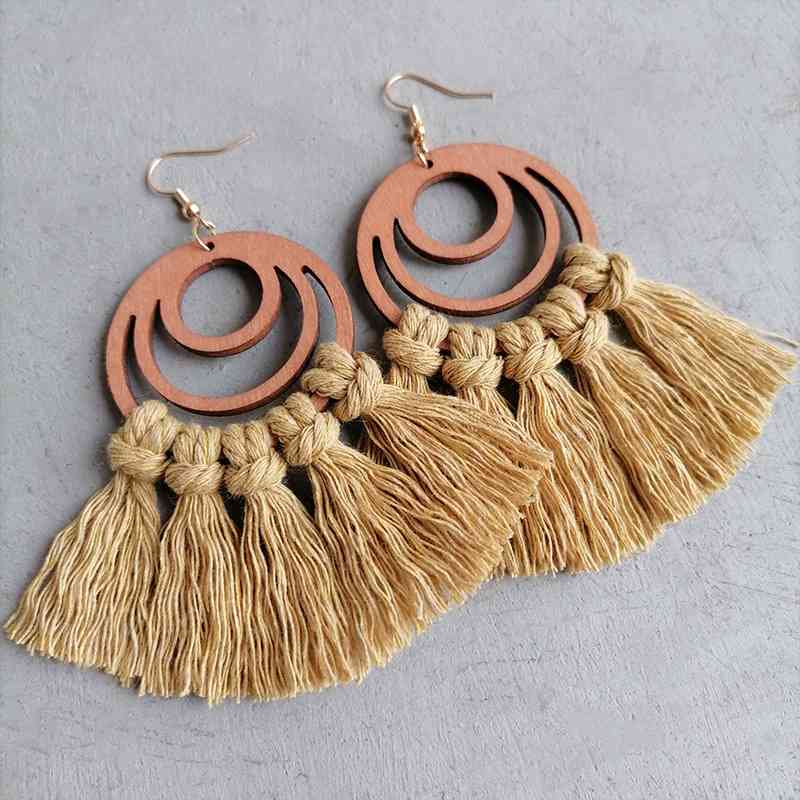 Tassel Detail Geometric Earrings BLUE ZONE PLANET