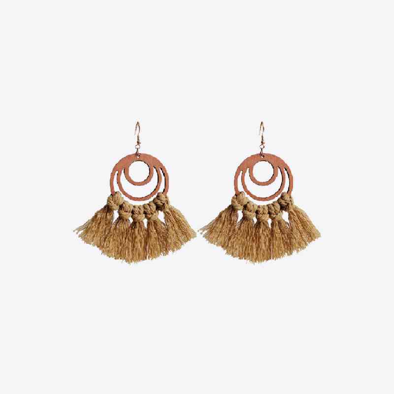 Tassel Detail Geometric Earrings BLUE ZONE PLANET