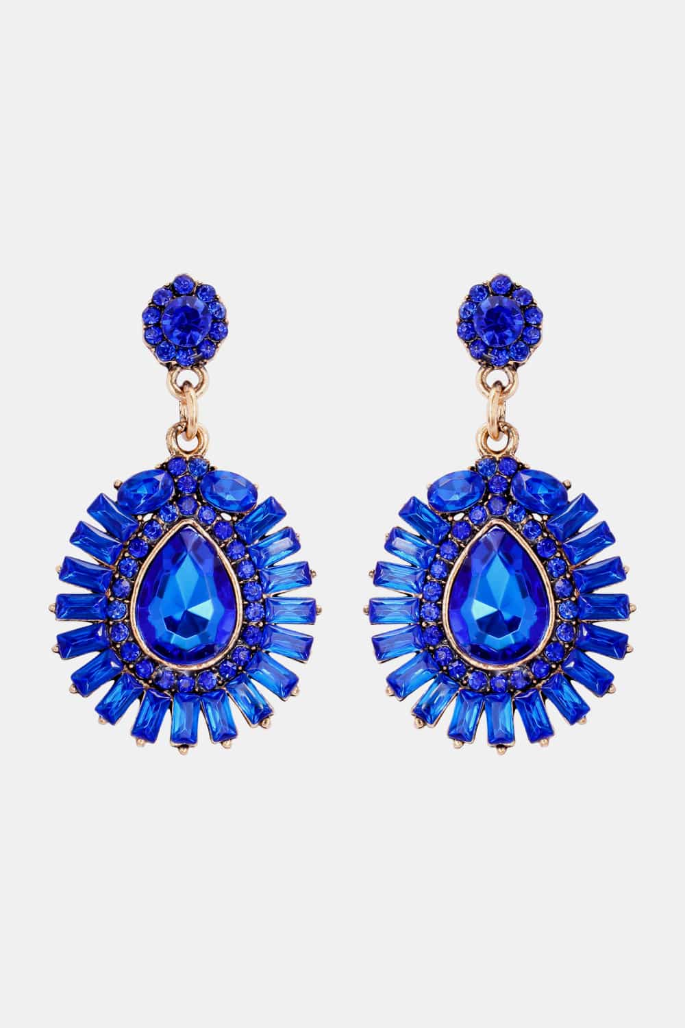 Teardrop Shape Glass Stone Dangle Earrings BLUE ZONE PLANET