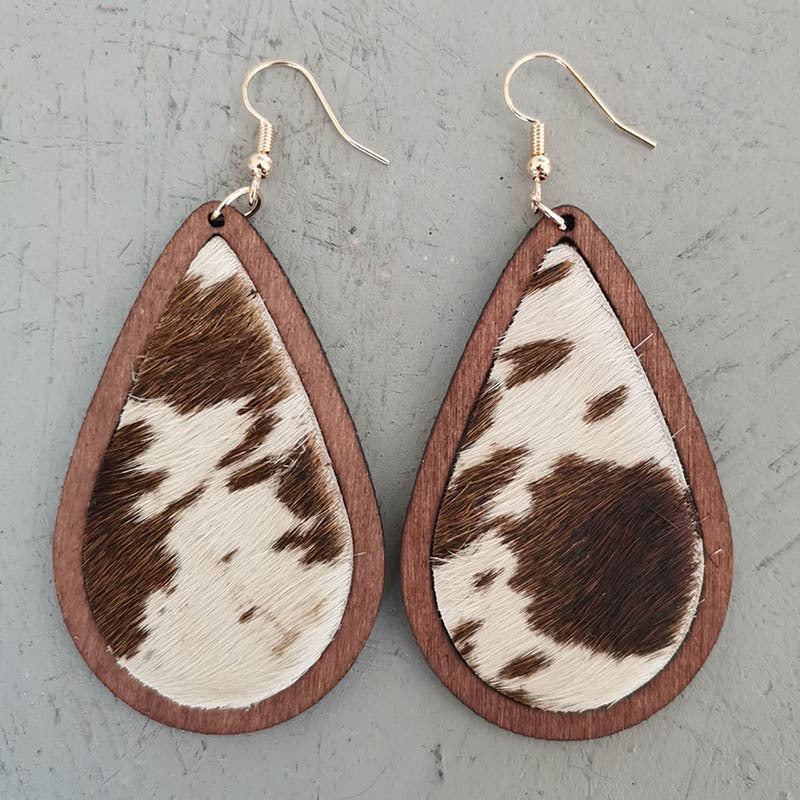 Teardrop Shape Wooden Dangle Earrings BLUE ZONE PLANET