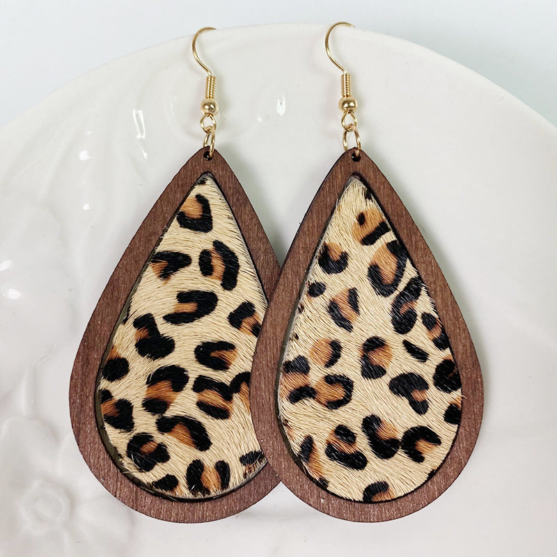 Teardrop Shape Wooden Dangle Earrings BLUE ZONE PLANET