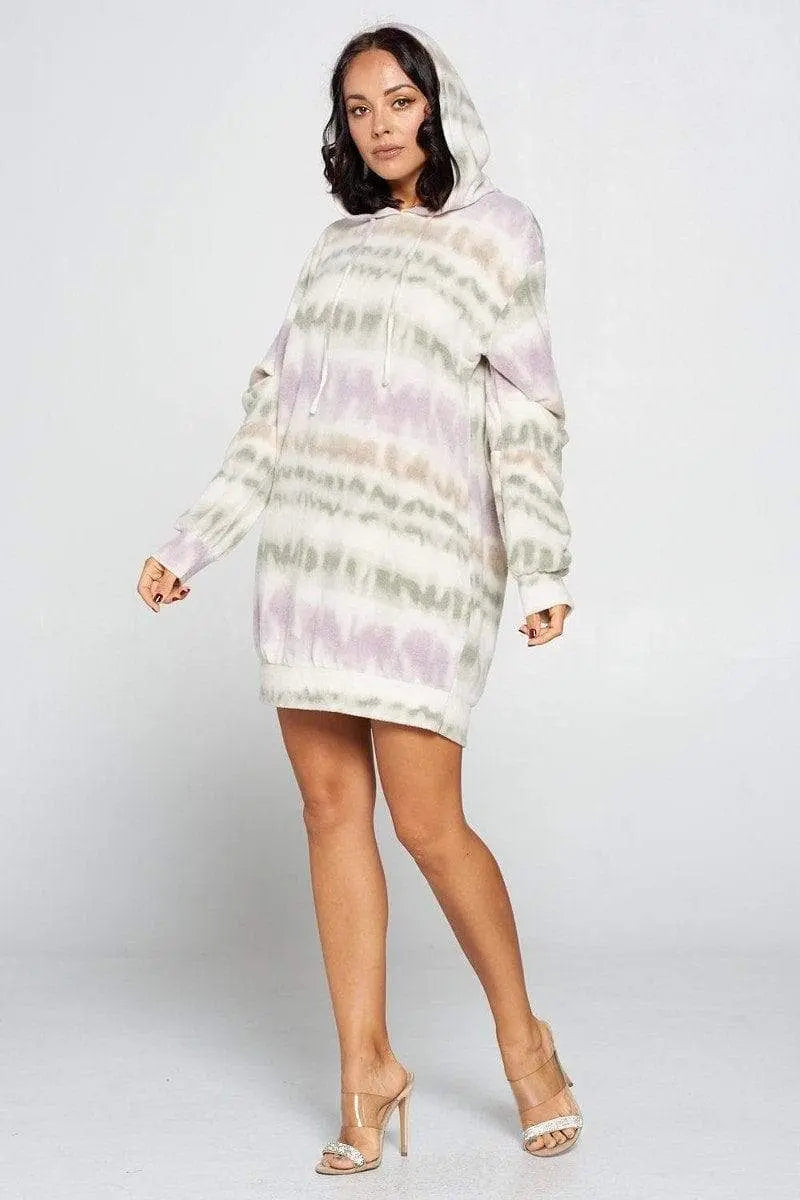 Terry Brushed Print Sweater Dress Blue Zone Planet