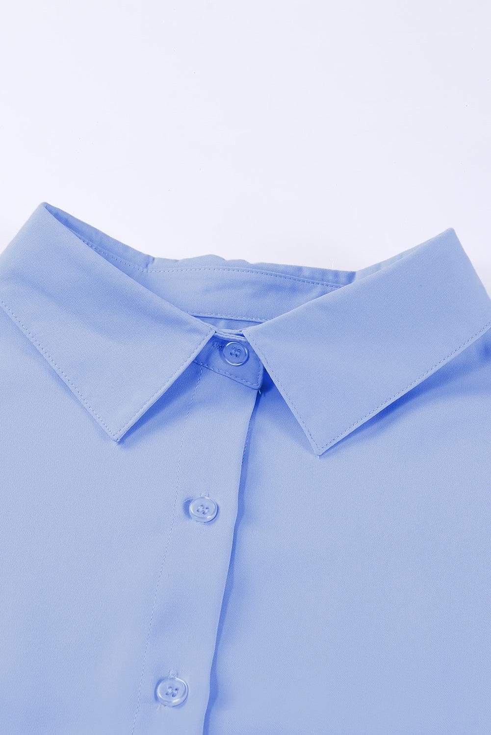 Three-Quarter Sleeve Slit Shirt BLUE ZONE PLANET