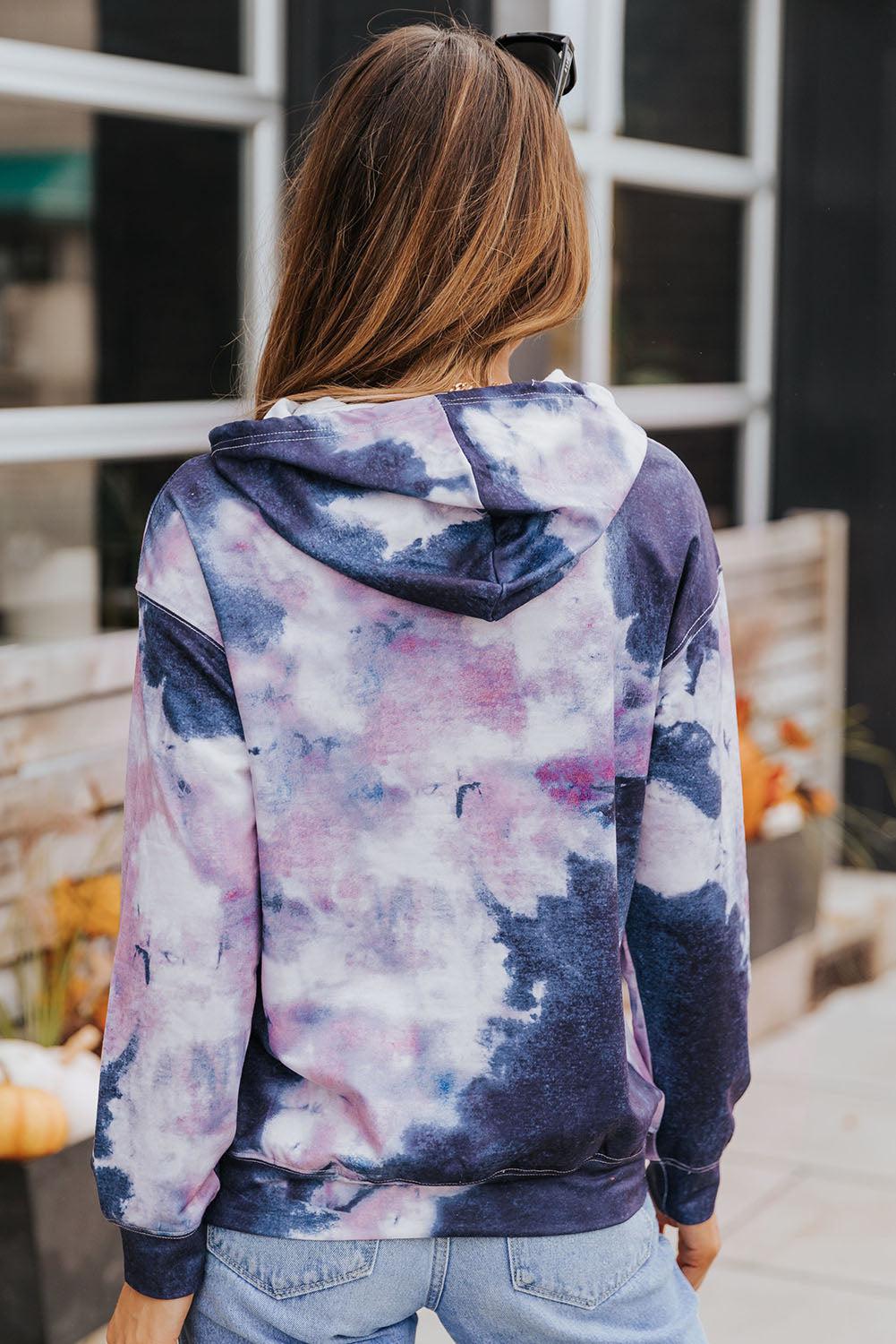 Tie-Dye Dropped Shoulder Hoodie BLUE ZONE PLANET