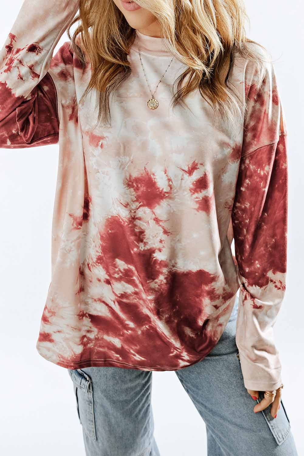 Tie-Dye Dropped Shoulder Top BLUE ZONE PLANET