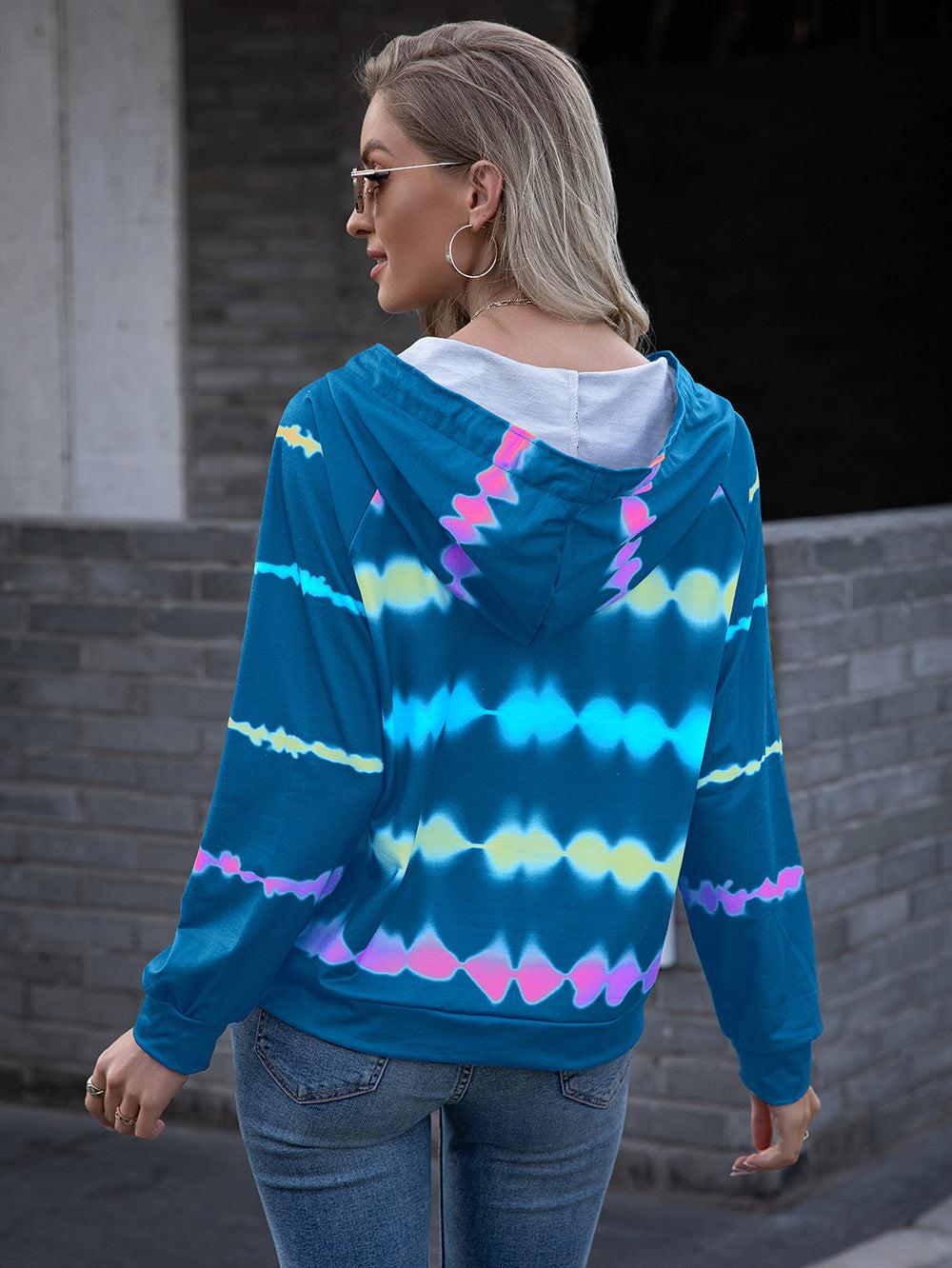 Tie Dye Raglan Sleeve Hoodie BLUE ZONE PLANET