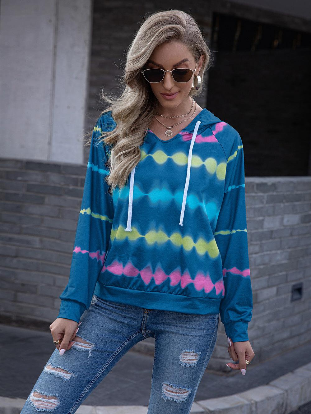 Tie Dye Raglan Sleeve Hoodie BLUE ZONE PLANET